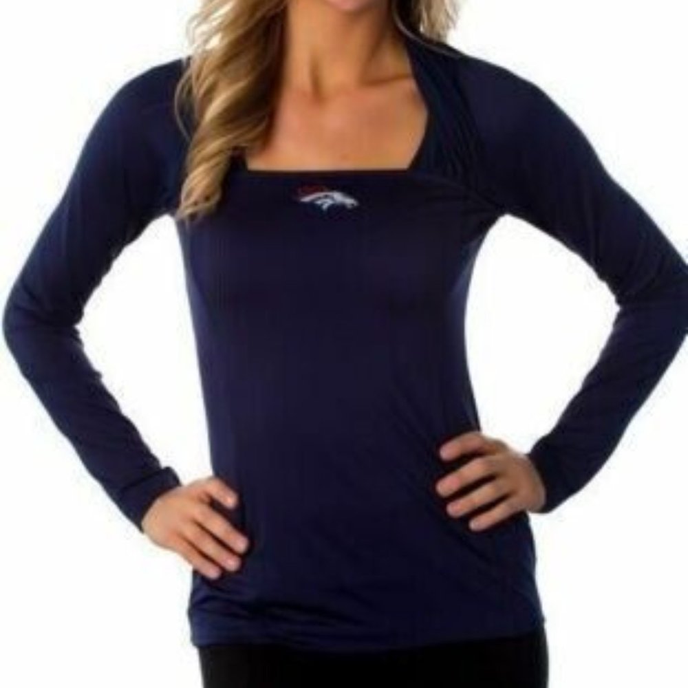 All Sport Couture NFL Womens Denver Broncos Red Zone Blue Shirt  New With Tags